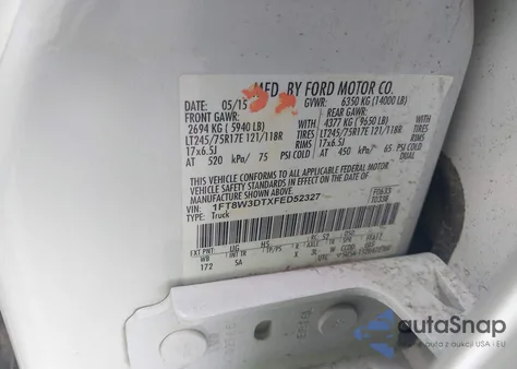 2015 Ford F-350 from USA, damaged, VIN 1FT8W3DTXFED52327